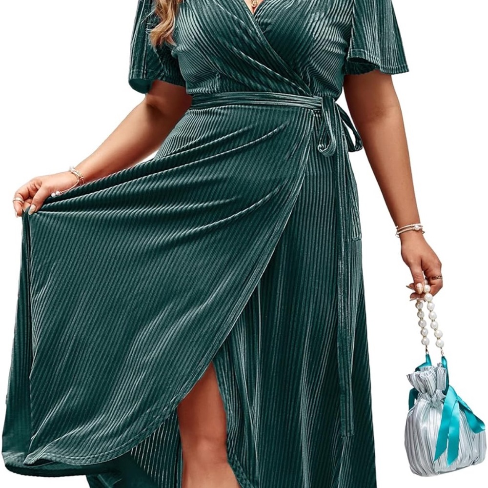 Amazon Teal Maxi Wrap Dress